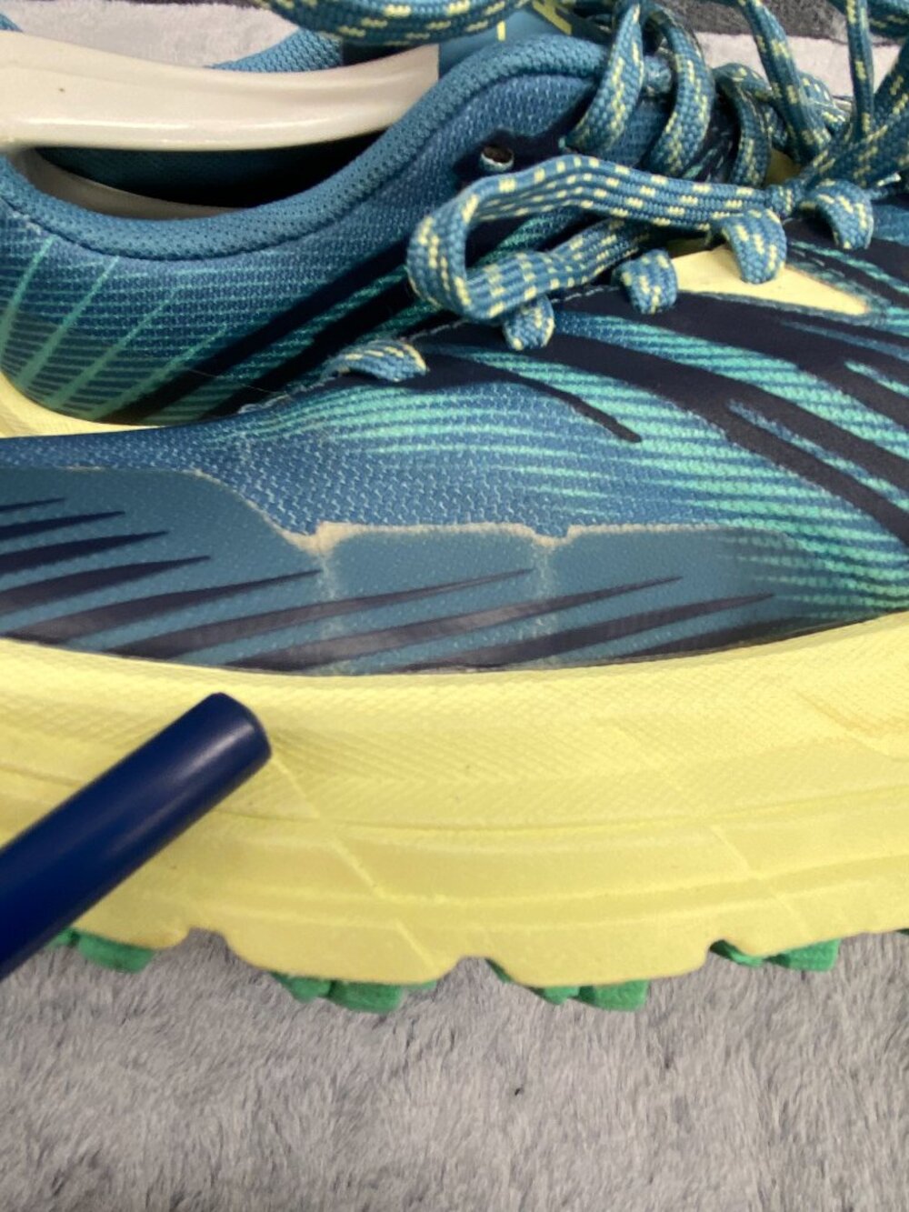 Hoka Speedgoat 4 Trail Running Hiking Blue Yellow Sneakers Shoes Womens Size 8 - Picture 8 of 14